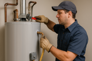 A man working on water heater services in Palm Bay